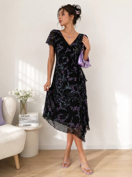 Eva Blue Dresses & Skirts - Eva Blue Vtg Y2K Floral Fairy Beaded Layered Maxi Dress Sz 12 Whimsigoth Wedding